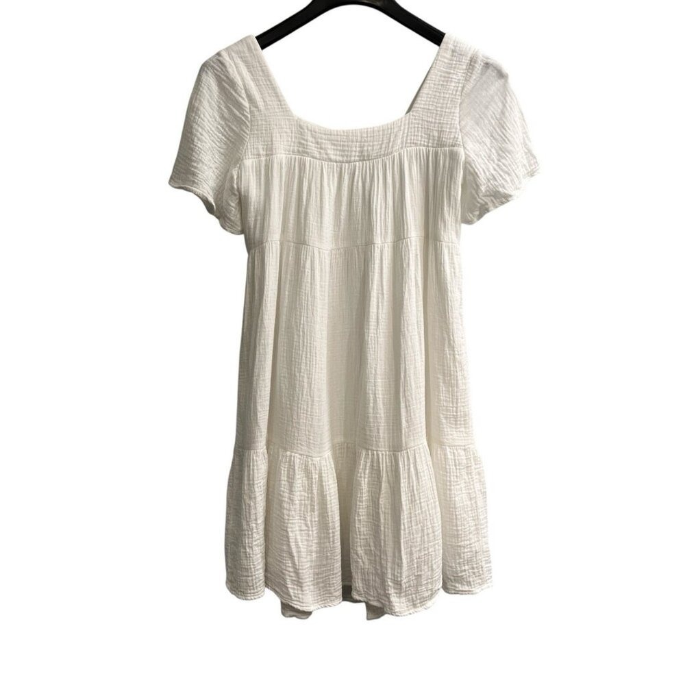 Rails Valentina Dress White Gauzy Smocked Tiered Mini Size XS Cottagecore Beach